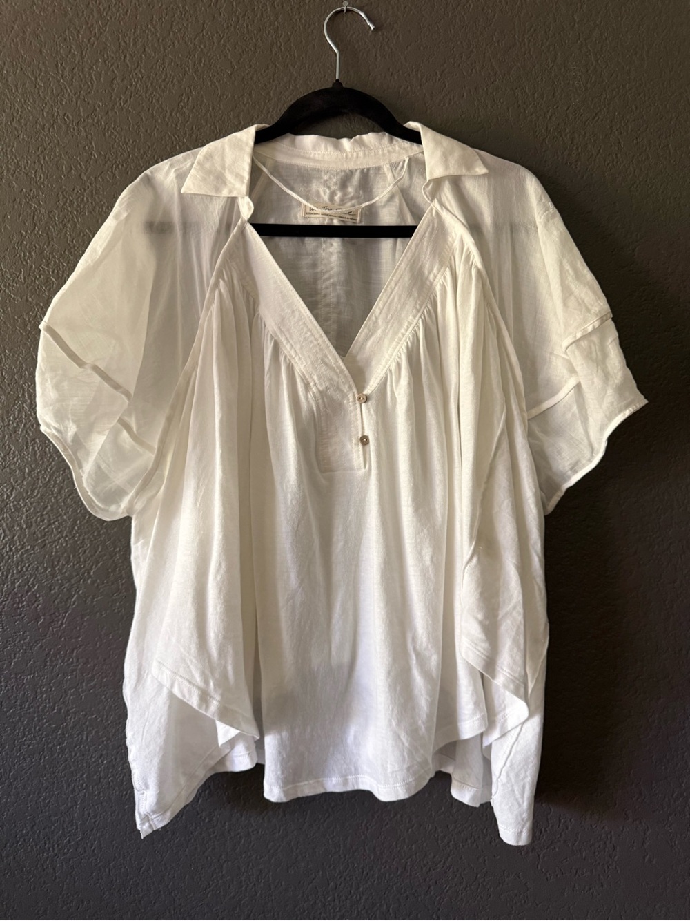 Free People We The Free Sunray Babydoll Top Oversized XS White